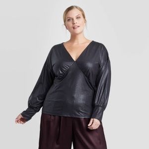 Prologue - Black Long Sleeve Dolman V-Neck Top